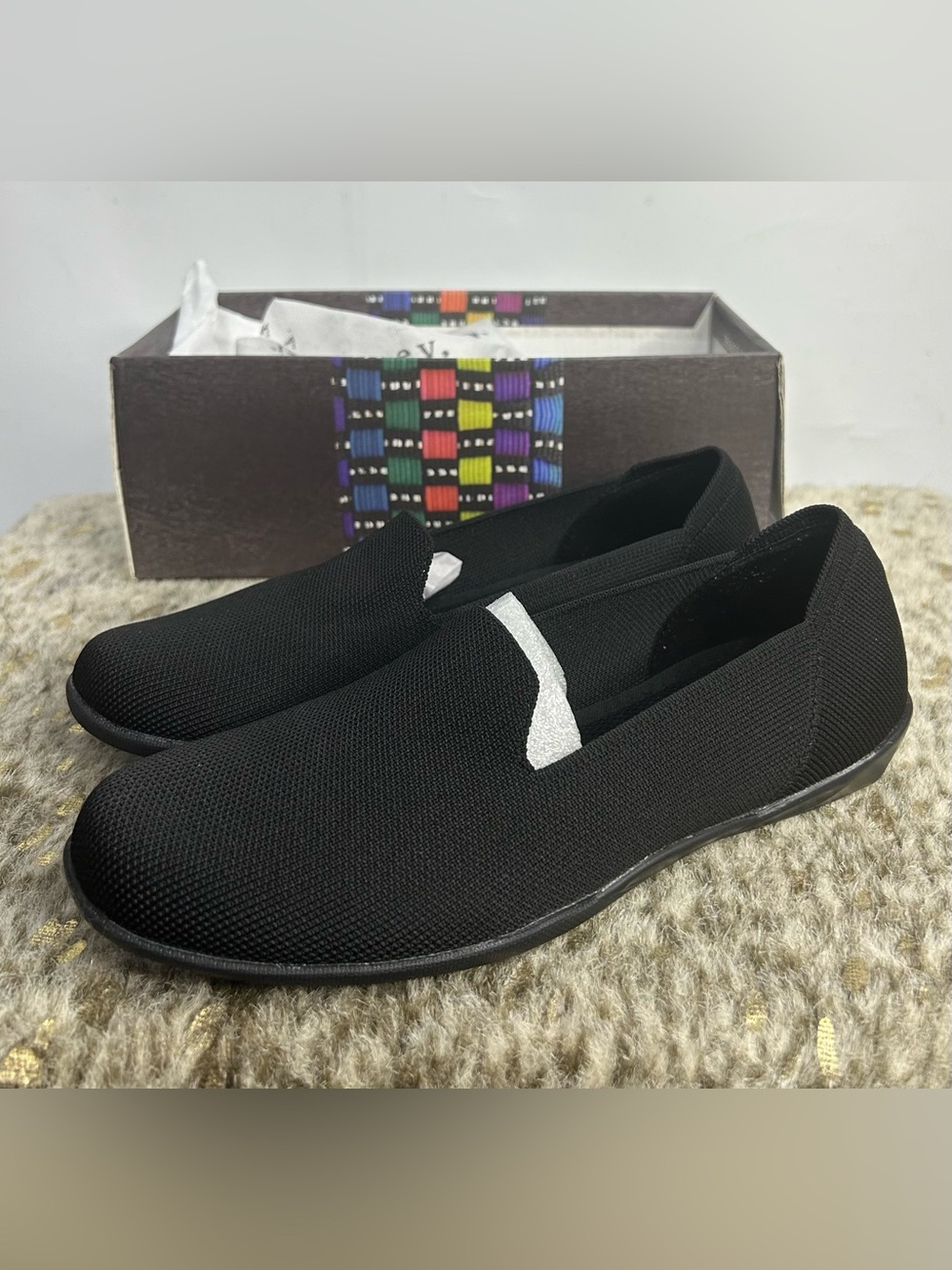 5 for $25🔥Bernie Mev Black Elastic Slip On Petra Loafers Size 39 (8.5)- New